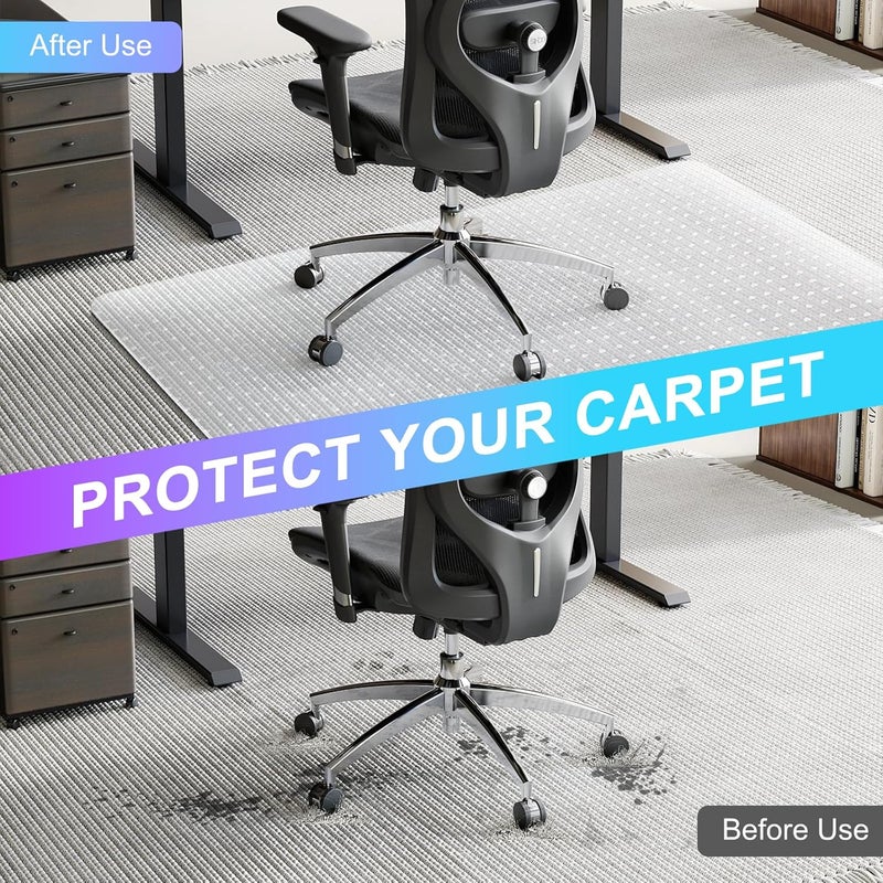 Vicwe Office Chair Mat for Carpet, 32''x 48'' Computer Desk Chair Mat for Carpeted Floors, Easy Rolling Hard Mat for Office Chair on Carpets, Anti-Slip Carpet Protector Mat Clear,Ship Flat - Image 5